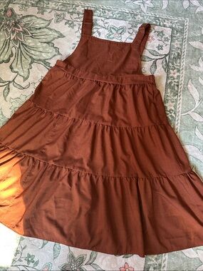 Women's Rust Tiered Autumn Pinafore Dress with Adjustable Straps Sz 18-20 🍂